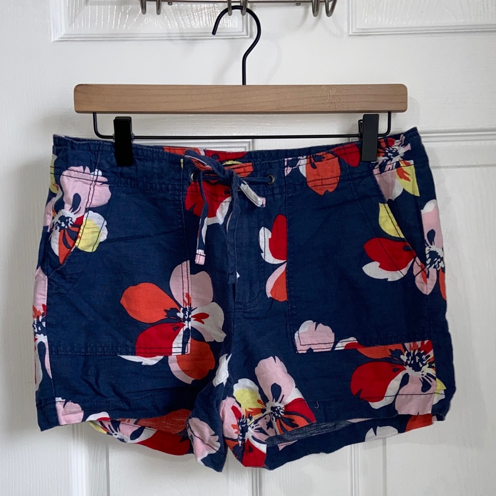 GAP floral linen tie waist shorts